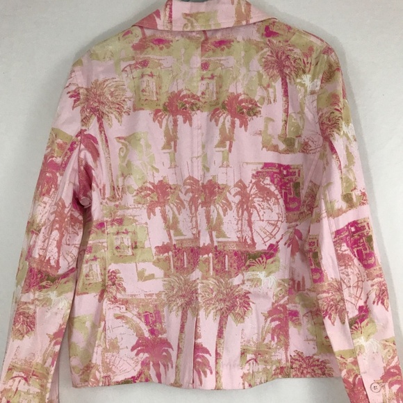 Caribbean Joe Women's Blazer Jacket Pink Palm XL - Picture 2 of 8